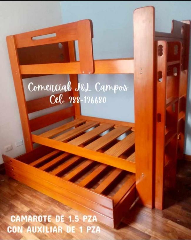 CAMAROTE 1.5PLZ CON AUXILIAR ELABORADO EN MADERA CEDRO